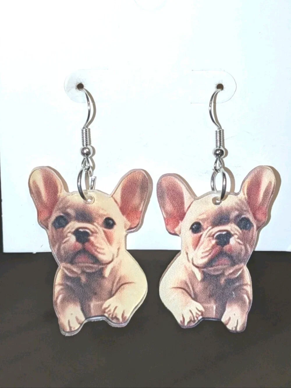 Hand Crafted French Bulldog Puppy Dangle Earrings For Women and Girls